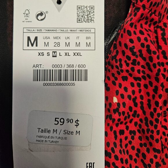 NWT ZARA Mini Dress in red print size m - Picture 12 of 16